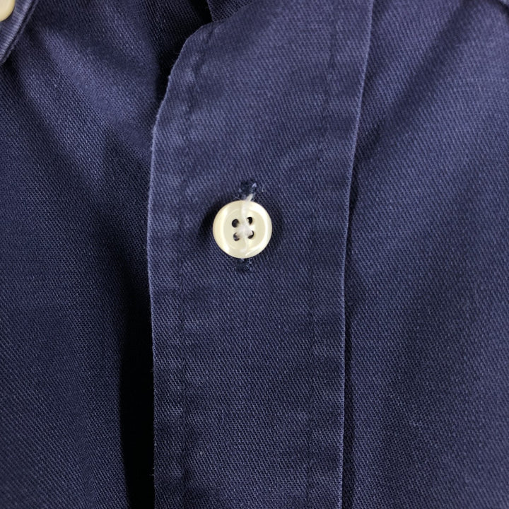 Ralph Lauren long sleeve button down shirt, men's size L cotton navy blue type Vintage Second Hand