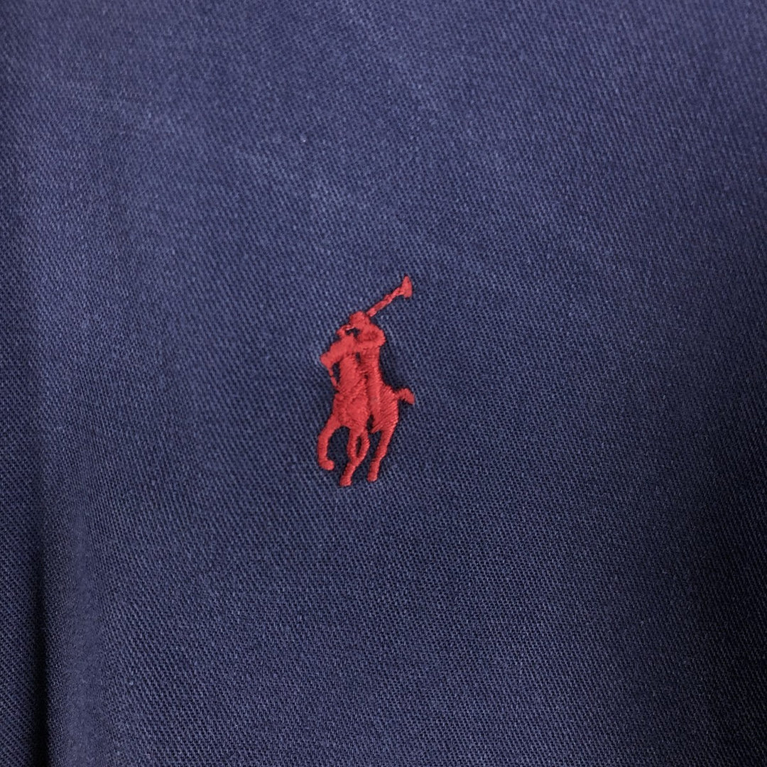 Ralph Lauren long sleeve button down shirt, men's size L cotton navy blue type Vintage Second Hand