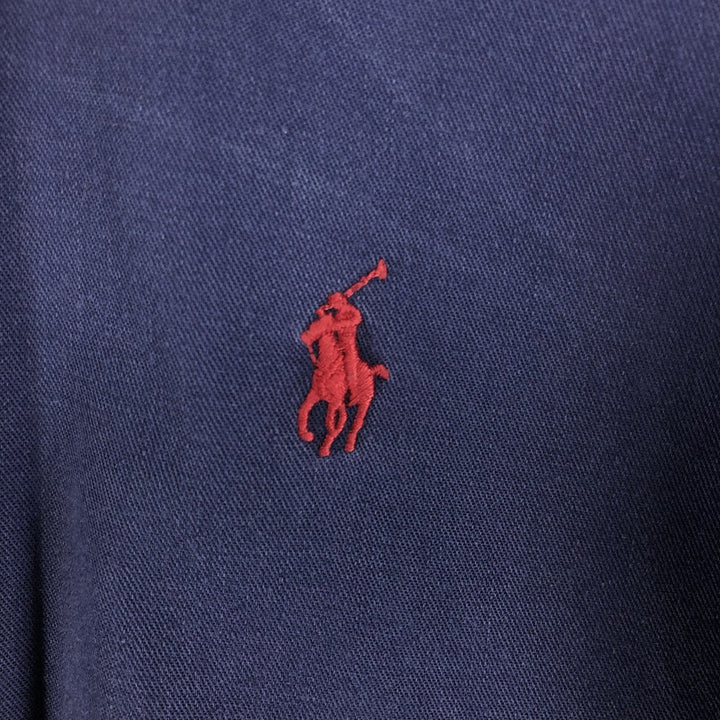 Ralph Lauren long sleeve button down shirt, men's size L cotton navy blue type Vintage Second Hand