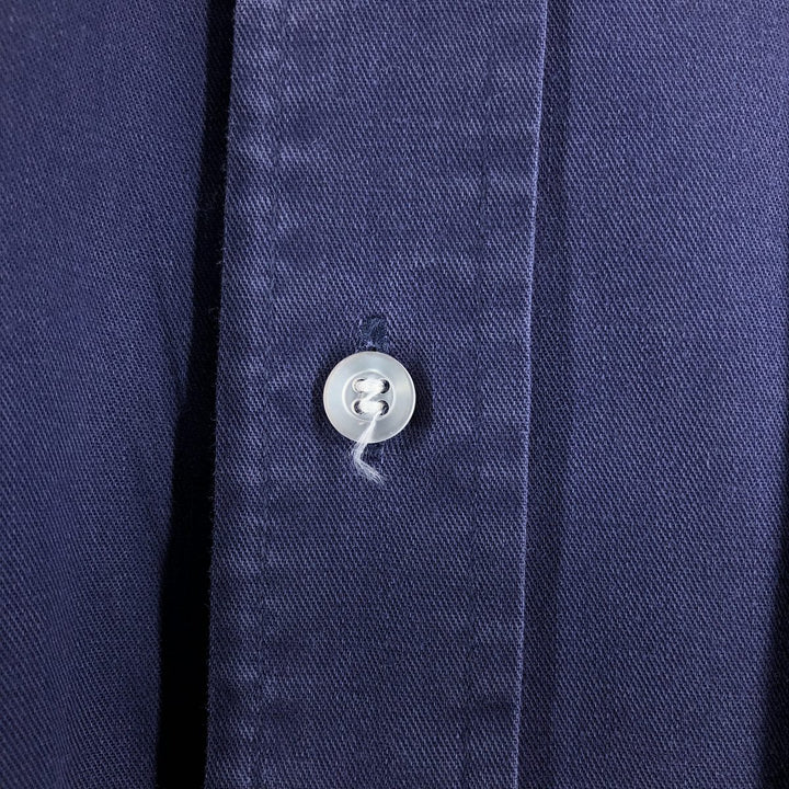 Ralph Lauren long sleeve button down shirt, men's size L cotton navy blue type Vintage Second Hand