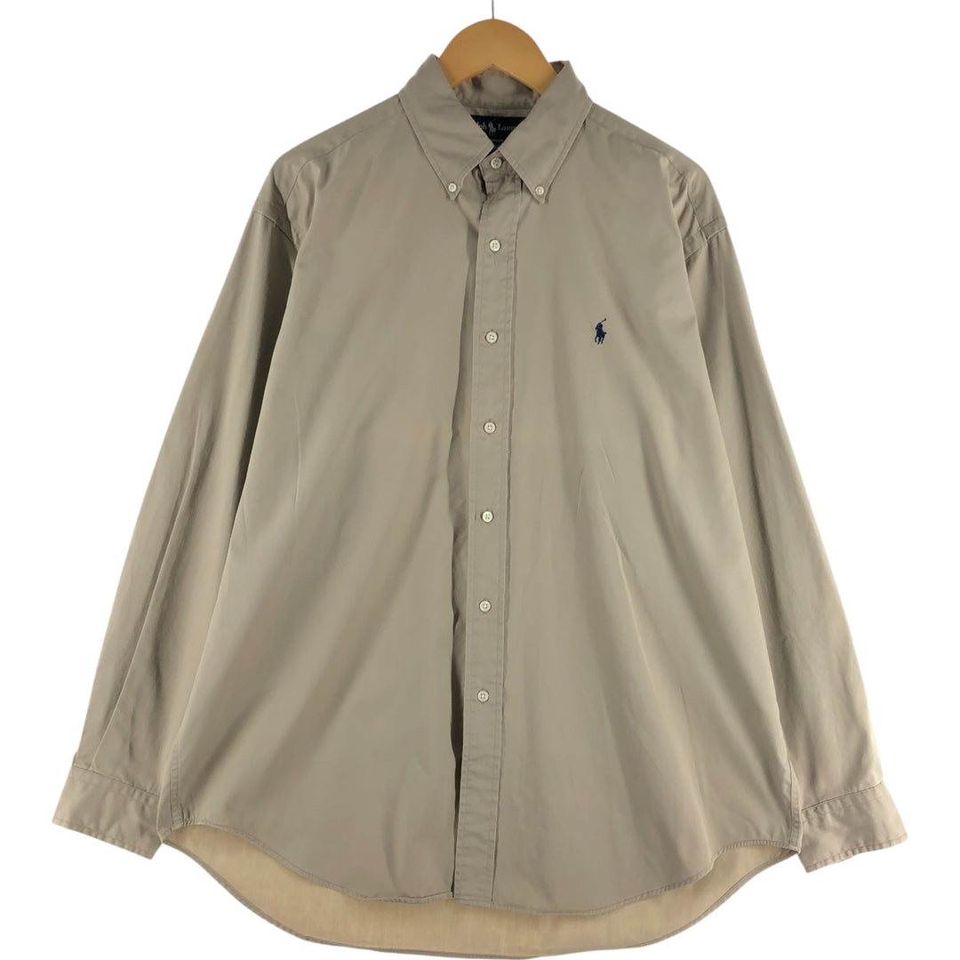 Ralph Lauren BLAKE long sleeve button down shirt, men's size L cotton Beige type Vintage Second Hand