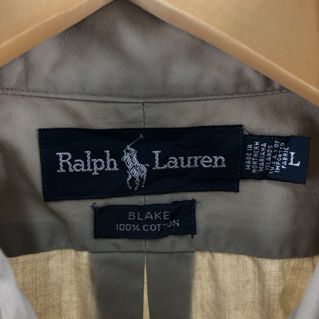 Ralph Lauren BLAKE long sleeve button down shirt, men's size L cotton Beige type Vintage Second Hand