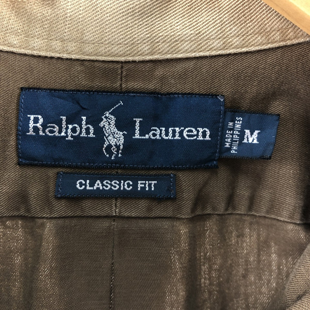 Ralph Lauren Classic Fit long sleeve button down shirt, men's size M cotton brown type Vintage Second Hand