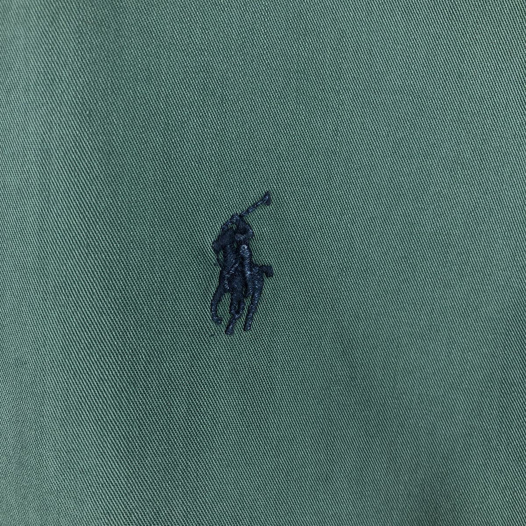 Ralph Lauren BLAKE long sleeve button down shirt, men's size L cotton green type yellow green Vintage Second Hand