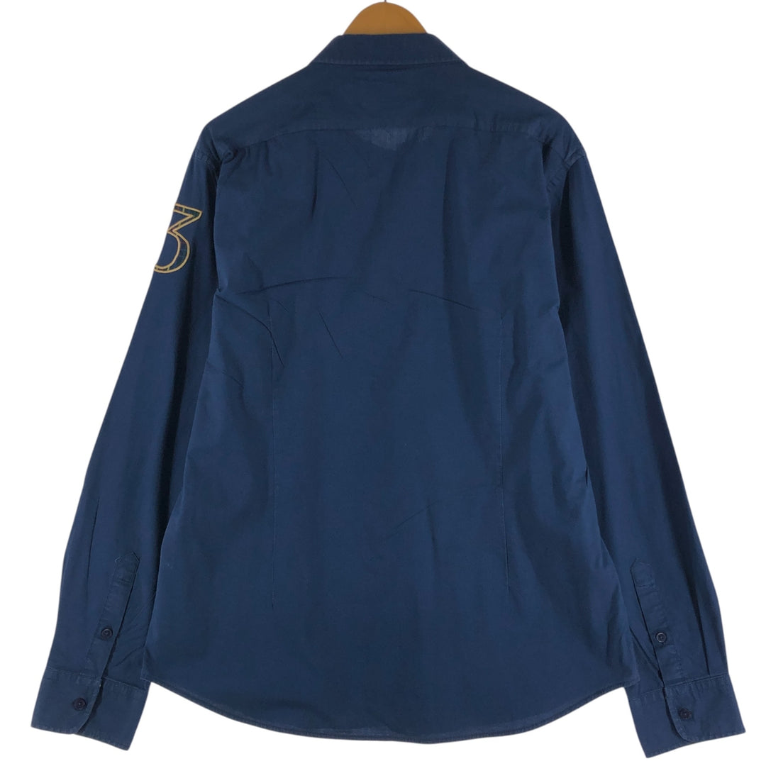 Big size Ralph Lauren POLO by Ralph Lauren long sleeve cotton shirt, men's XXXL equivalent cotton navy blue type Vintage Second Hand