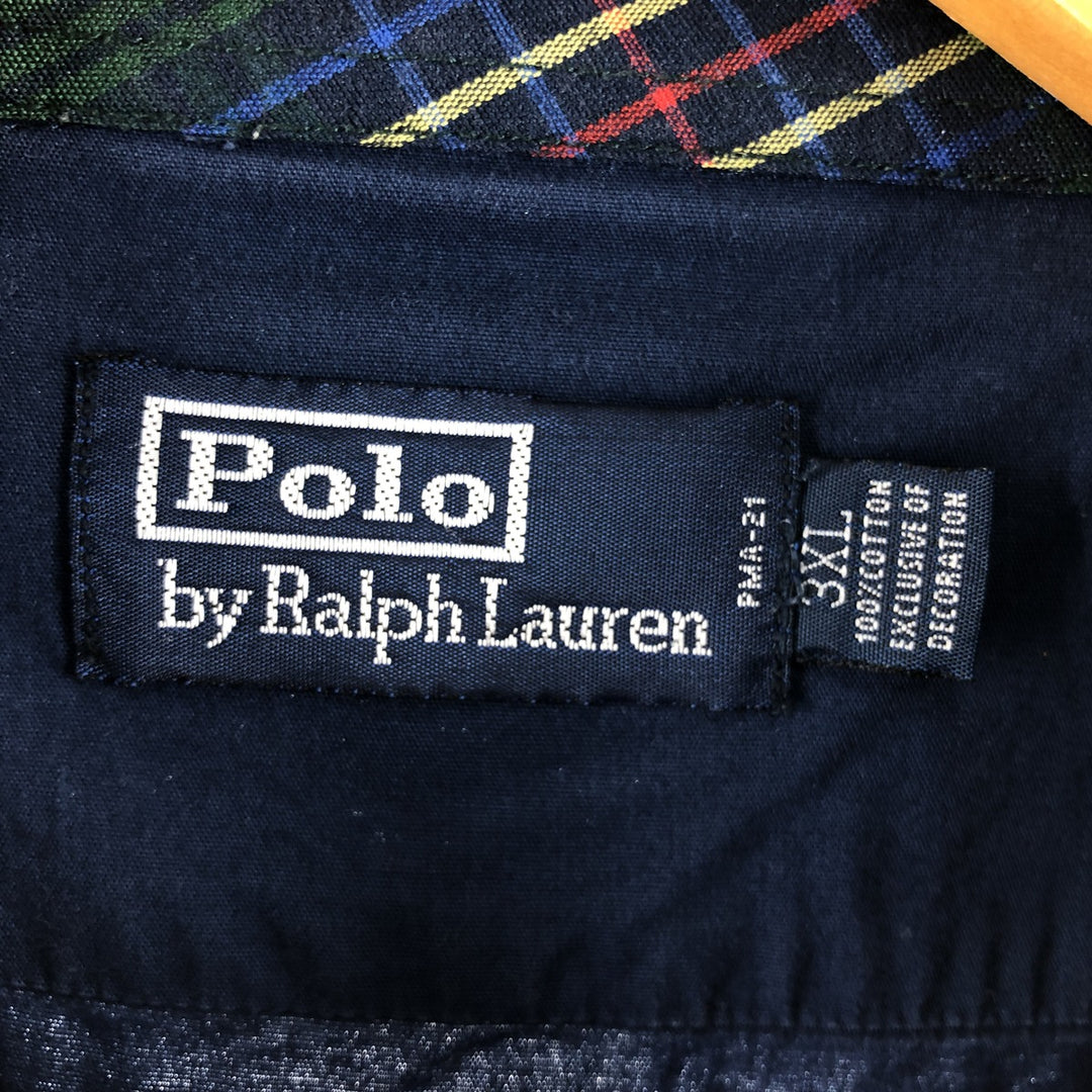 Big size Ralph Lauren POLO by Ralph Lauren long sleeve cotton shirt, men's XXXL equivalent cotton navy blue type Vintage Second Hand