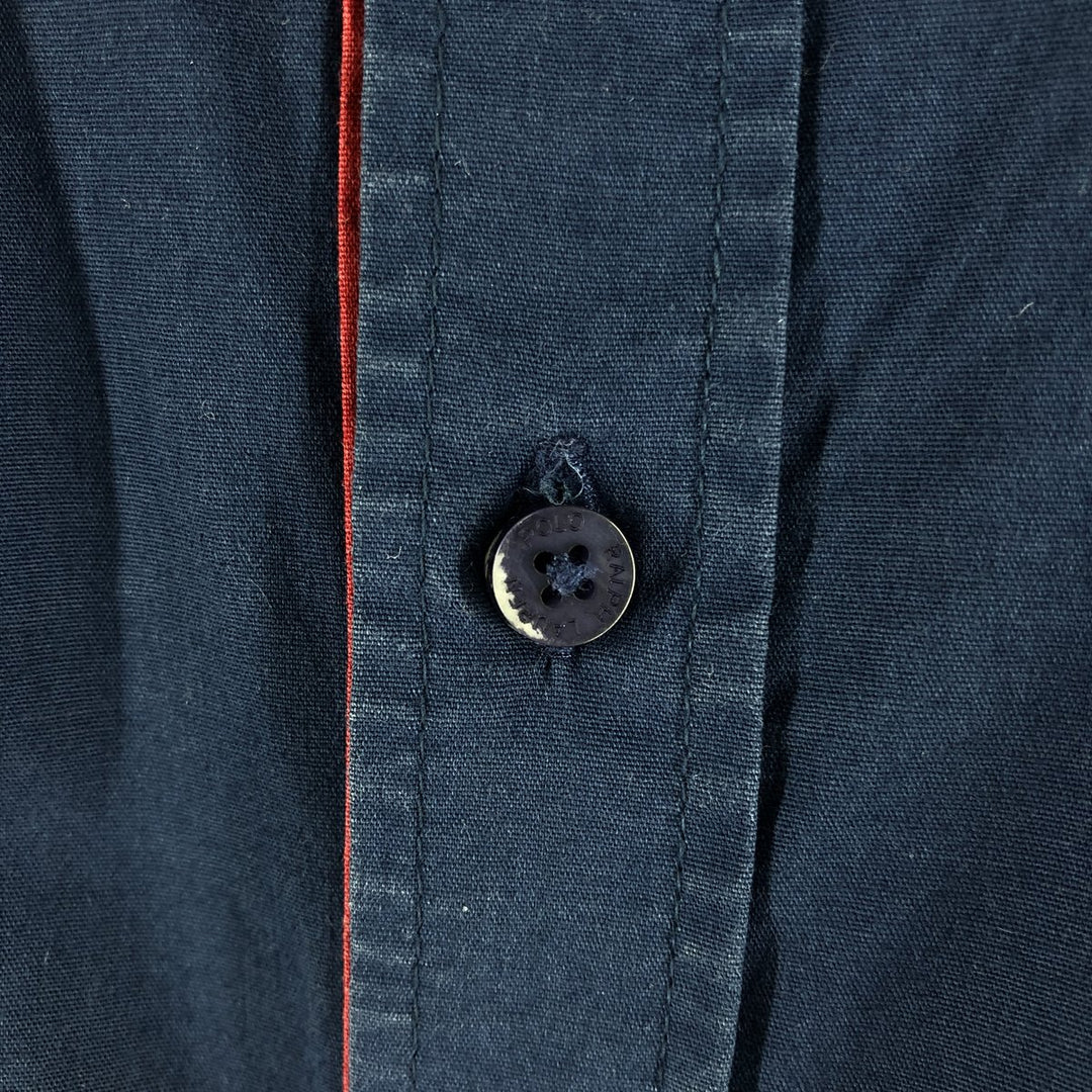Big size Ralph Lauren POLO by Ralph Lauren long sleeve cotton shirt, men's XXXL equivalent cotton navy blue type Vintage Second Hand