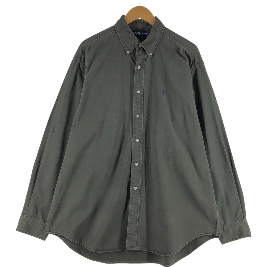 Ralph Lauren BLAIRE long sleeve button down shirt, men's XL size cotton Khaki type Vintage Second Hand