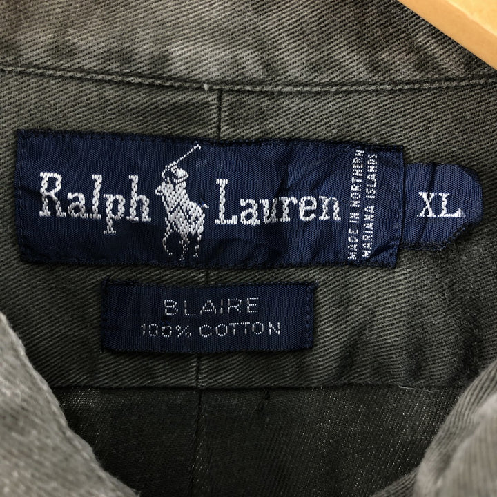 Ralph Lauren BLAIRE long sleeve button down shirt, men's XL size cotton Khaki type Vintage Second Hand