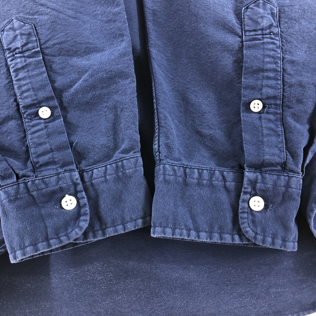 Ralph Lauren POLO RALPH LAUREN Long Sleeve Button Down Shirt Men's XL cotton navy blue type Vintage Second Hand