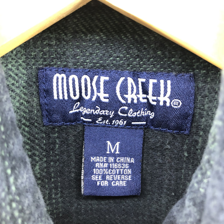 MOOSE CREEK Ombre Check Long Sleeve Flannel Check Shirt, Men's M Size cotton black type Vintage Second Hand