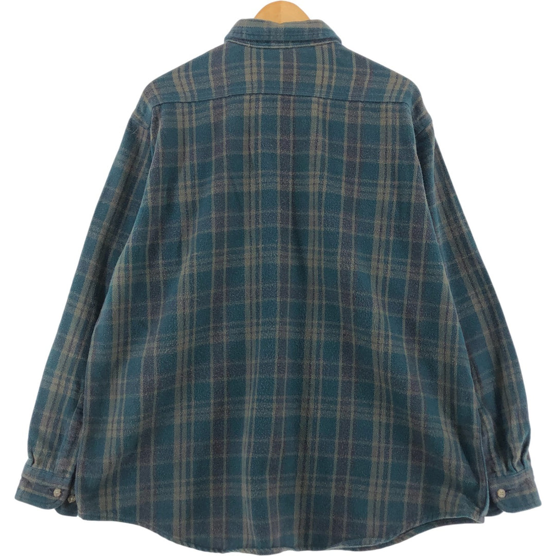 Carhartt RUGGED OUTDOOR WEAR Long Sleeve Flannel Check Shirt Men's XL unclear Green type dark green Vintage Second Hand
