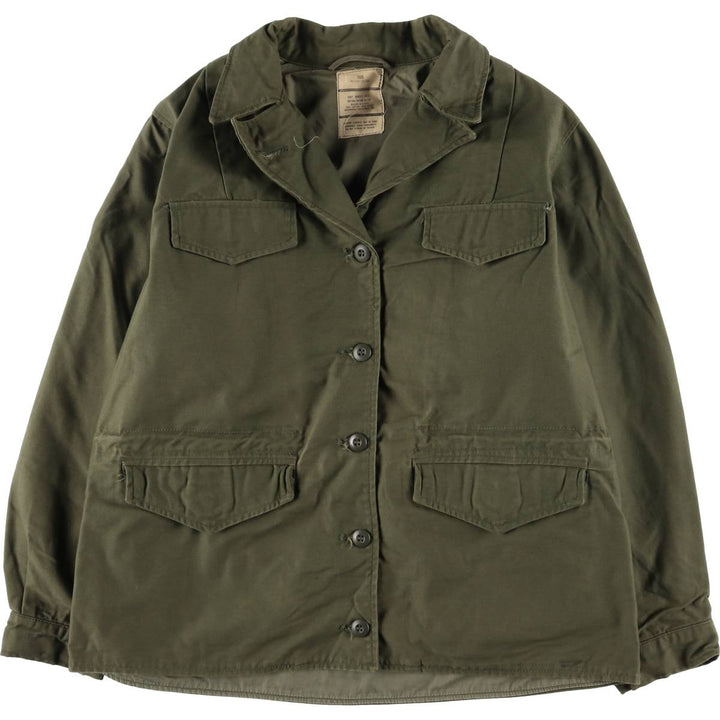 1970'S US Army Military Field Coat, Women's, Size L, Vintage cotton Khaki type sage green Vintage Second Hand