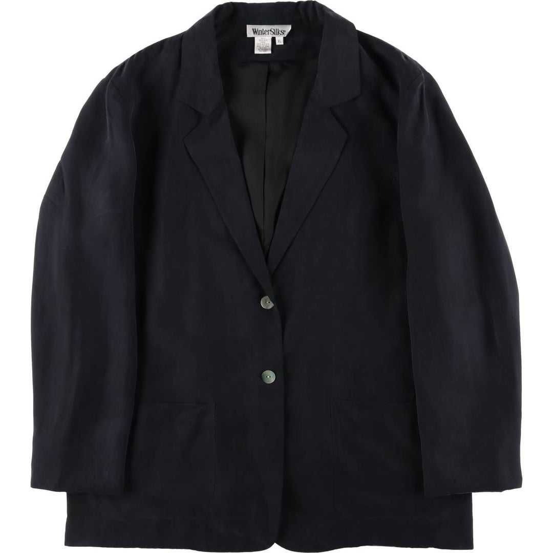 WinterSilks Silk Tailored Jacket for Women (XL size) silk black type Vintage Second Hand