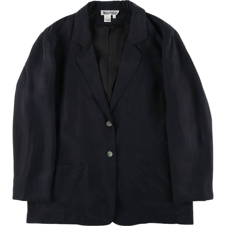 WinterSilks Silk Tailored Jacket for Women (XL size) silk black type Vintage Second Hand