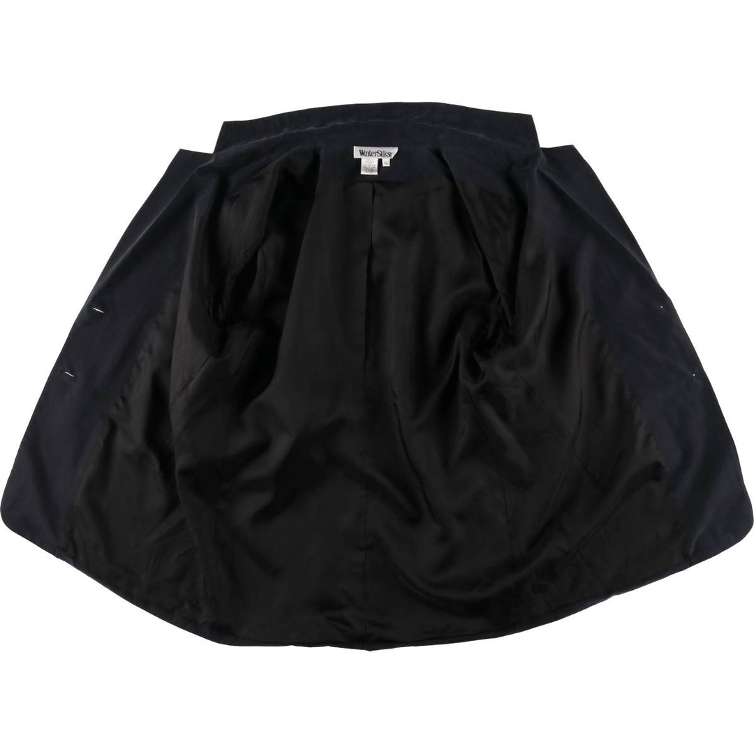 WinterSilks Silk Tailored Jacket for Women (XL size) silk black type Vintage Second Hand