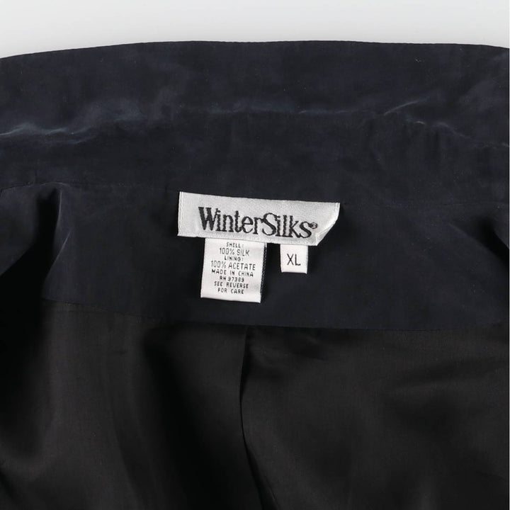 WinterSilks Silk Tailored Jacket for Women (XL size) silk black type Vintage Second Hand