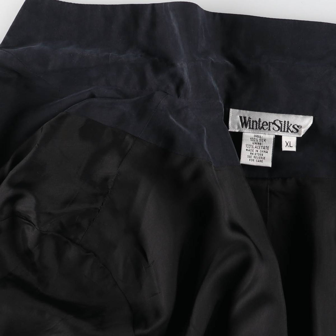 WinterSilks Silk Tailored Jacket for Women (XL size) silk black type Vintage Second Hand