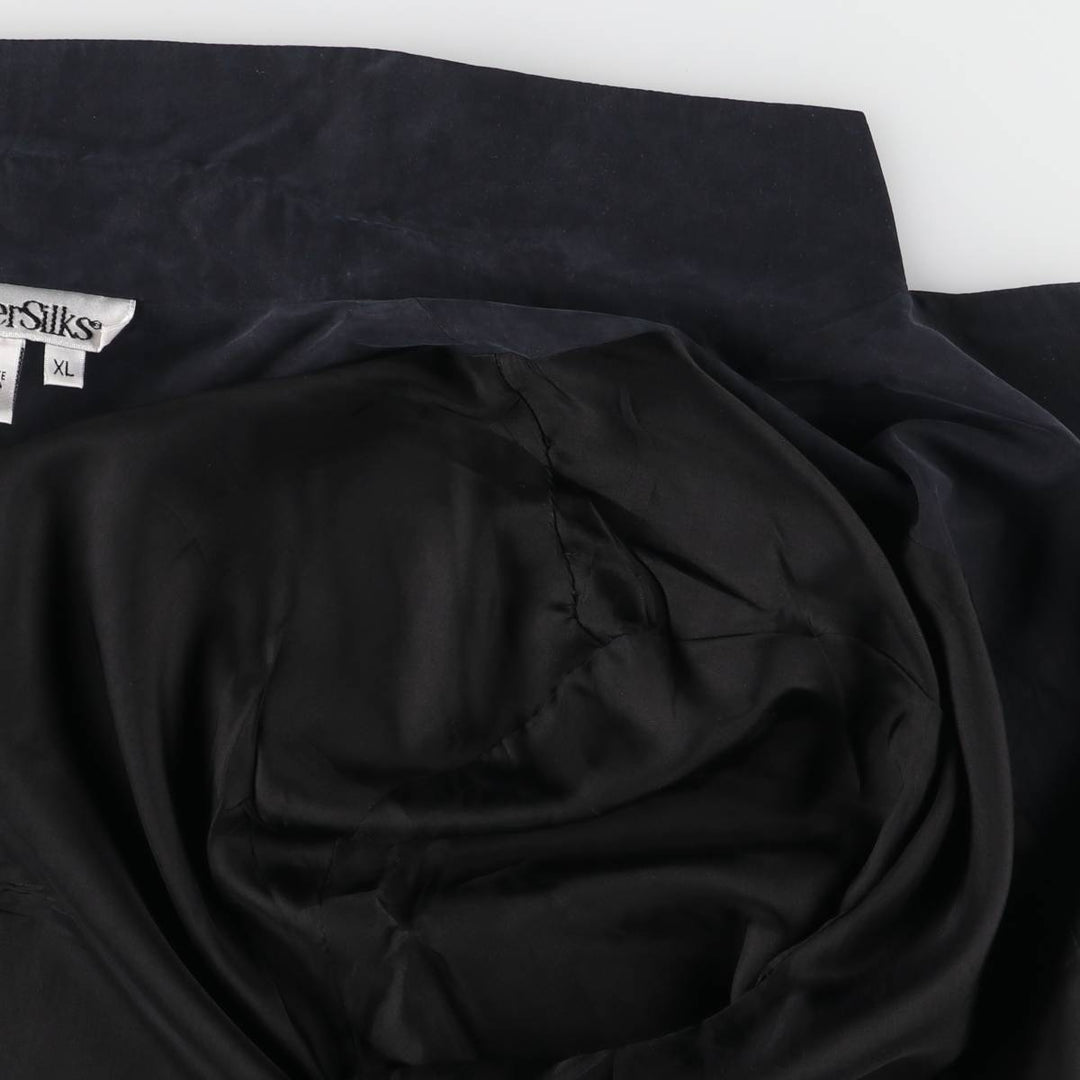 WinterSilks Silk Tailored Jacket for Women (XL size) silk black type Vintage Second Hand