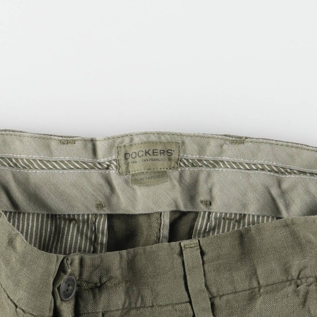 Dockers Slim Tapered Linen Pants Slacks Men's W31 linen Khaki type Vintage Second Hand