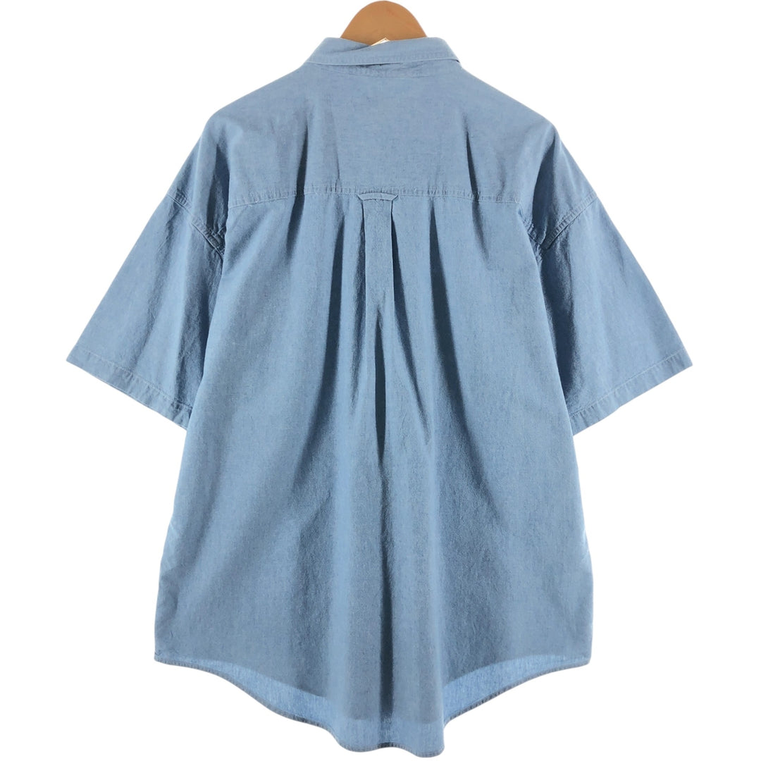 90'S Ralph Lauren CHAPS short sleeve button down shirt men's XL size vintage cotton blue type Vintage Second Hand