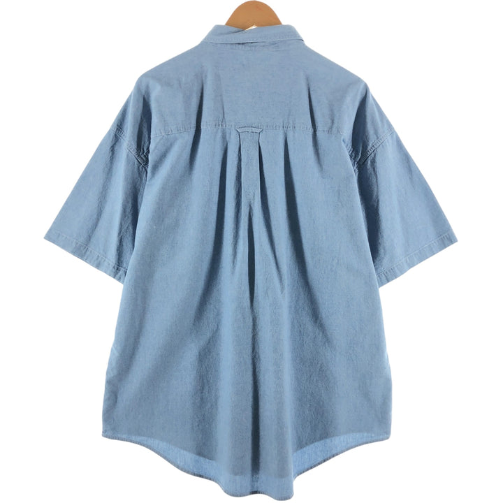 90'S Ralph Lauren CHAPS short sleeve button down shirt men's XL size vintage cotton blue type Vintage Second Hand