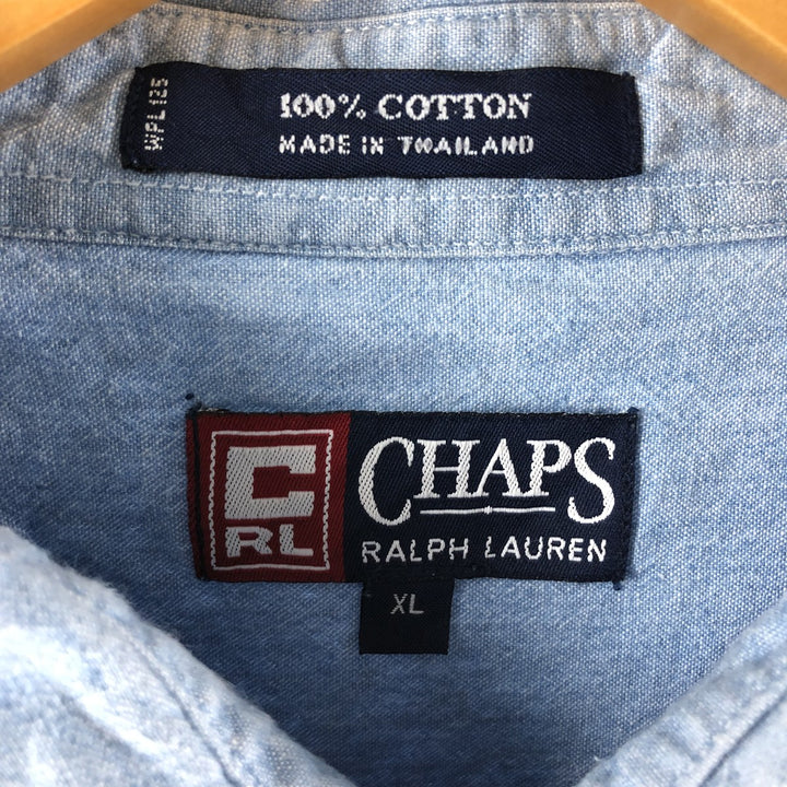 90'S Ralph Lauren CHAPS short sleeve button down shirt men's XL size vintage cotton blue type Vintage Second Hand