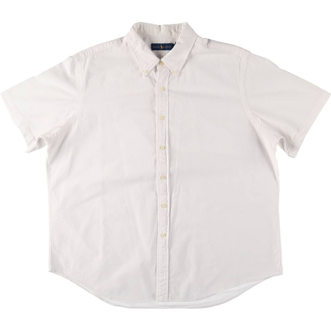 Ralph Lauren Seersucker Short Sleeve Button Down Shirt Men's XXL cotton white type Vintage Second Hand