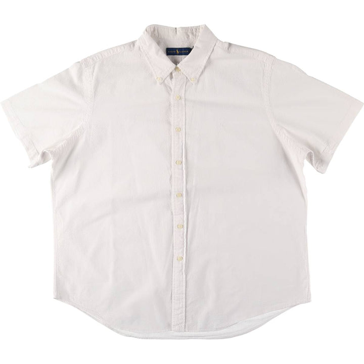 Ralph Lauren Seersucker Short Sleeve Button Down Shirt Men's XXL cotton white type Vintage Second Hand