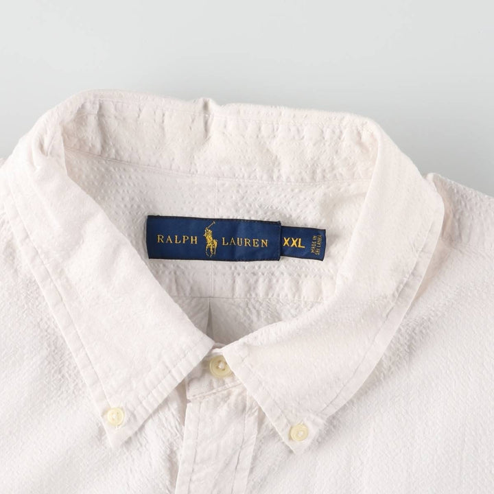 Ralph Lauren Seersucker Short Sleeve Button Down Shirt Men's XXL cotton white type Vintage Second Hand