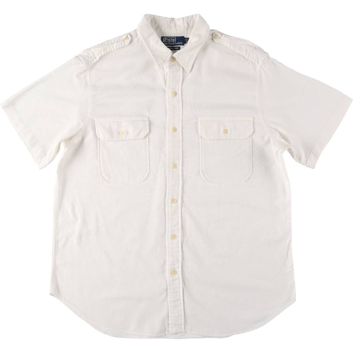 Ralph Lauren POLO by Ralph Lauren OCEAN SHIRT Short sleeve cotton shirt Men's L size cotton white type Vintage Second Hand