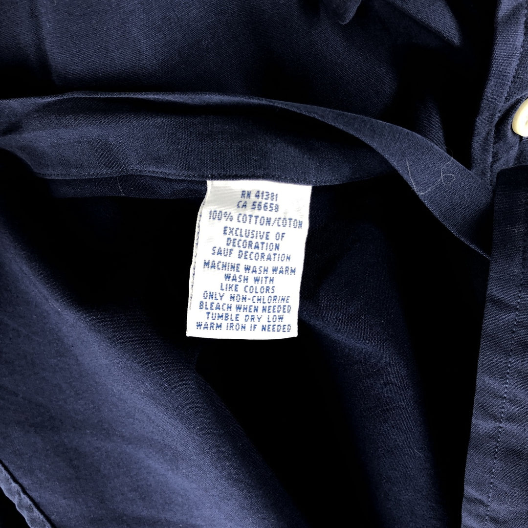 Ralph Lauren short sleeve button down shirt, men's size M cotton navy blue type Vintage Second Hand