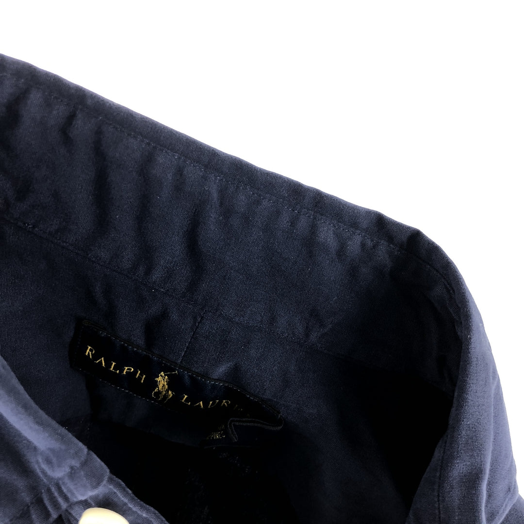 Ralph Lauren short sleeve button down shirt, men's size M cotton navy blue type Vintage Second Hand