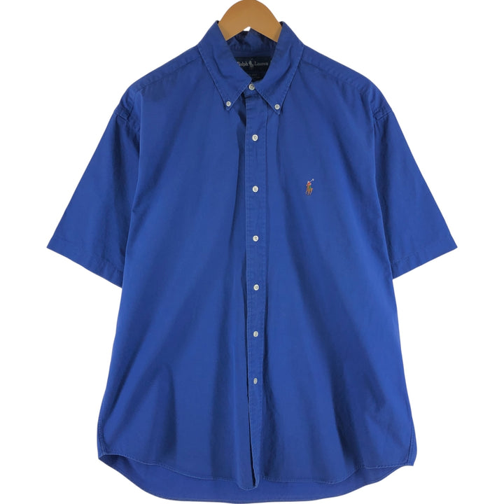 Ralph Lauren BLAKE short sleeve button down shirt, men's size L cotton blue type Vintage Second Hand