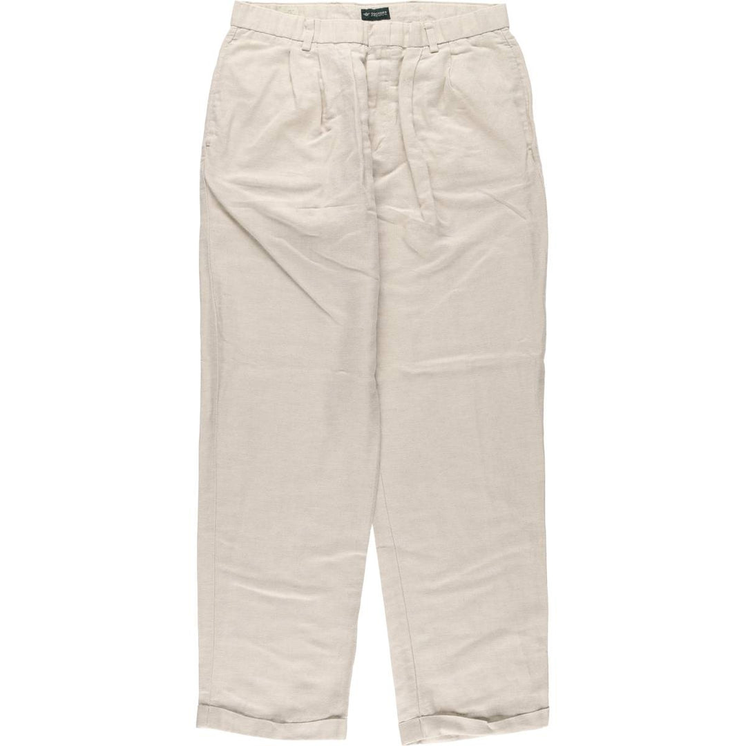 00'S Dockers DOCKERS PREMIUM Two-pleat linen x cotton pants slacks for men, size w32 linen Beige type Vintage Second Hand