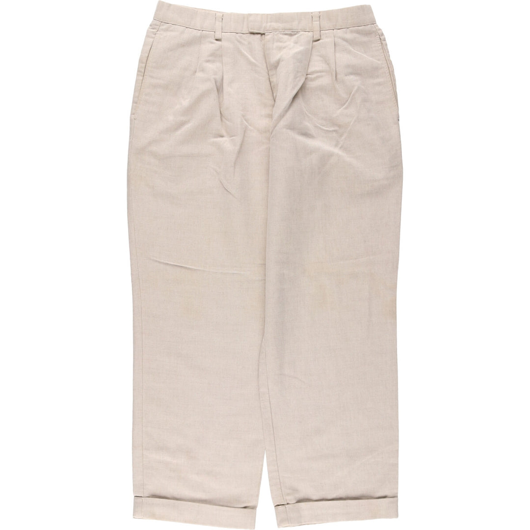 Dockers Two-pleat cotton x linen pants, slacks, men's w34 equivalent, two-pleat linen Beige type Vintage Second Hand