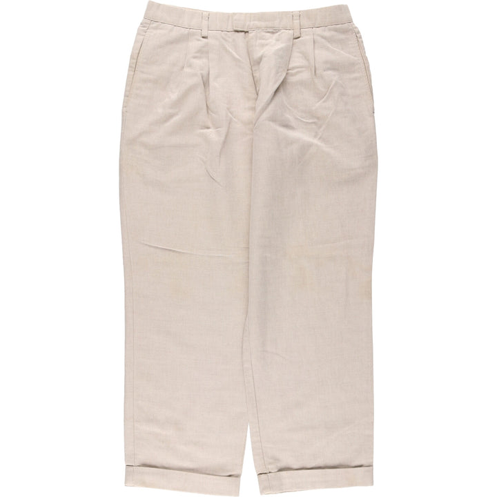 Dockers Two-pleat cotton x linen pants, slacks, men's w34 equivalent, two-pleat linen Beige type Vintage Second Hand