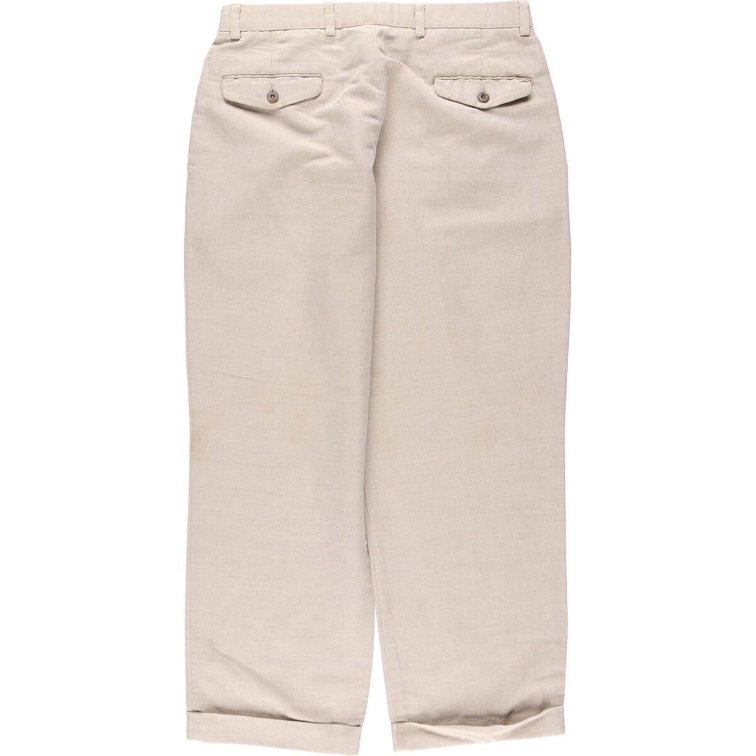 Dockers Two-pleat cotton x linen pants, slacks, men's w34 equivalent, two-pleat linen Beige type Vintage Second Hand