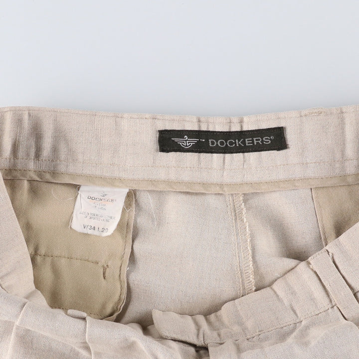 Dockers Two-pleat cotton x linen pants, slacks, men's w34 equivalent, two-pleat linen Beige type Vintage Second Hand