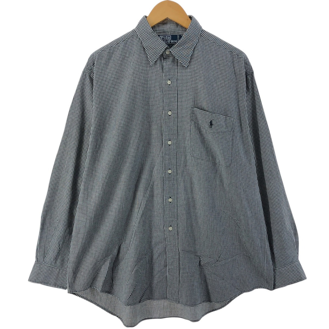 Ralph Lauren POLO by Ralph Lauren LOWELL SPORT long sleeve cotton check shirt, men's size L cotton black type Vintage Second Hand