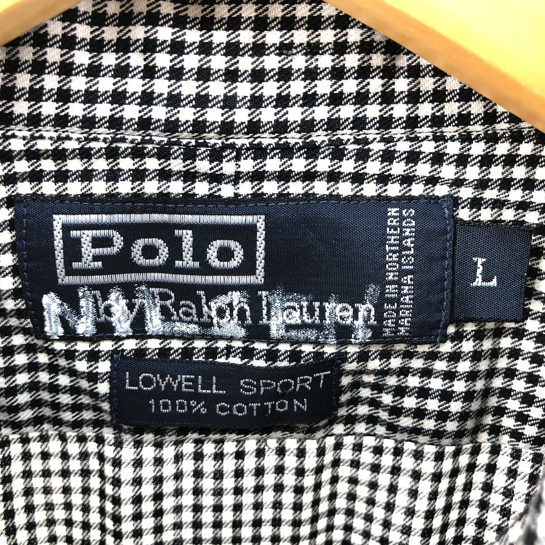 Ralph Lauren POLO by Ralph Lauren LOWELL SPORT long sleeve cotton check shirt, men's size L cotton black type Vintage Second Hand