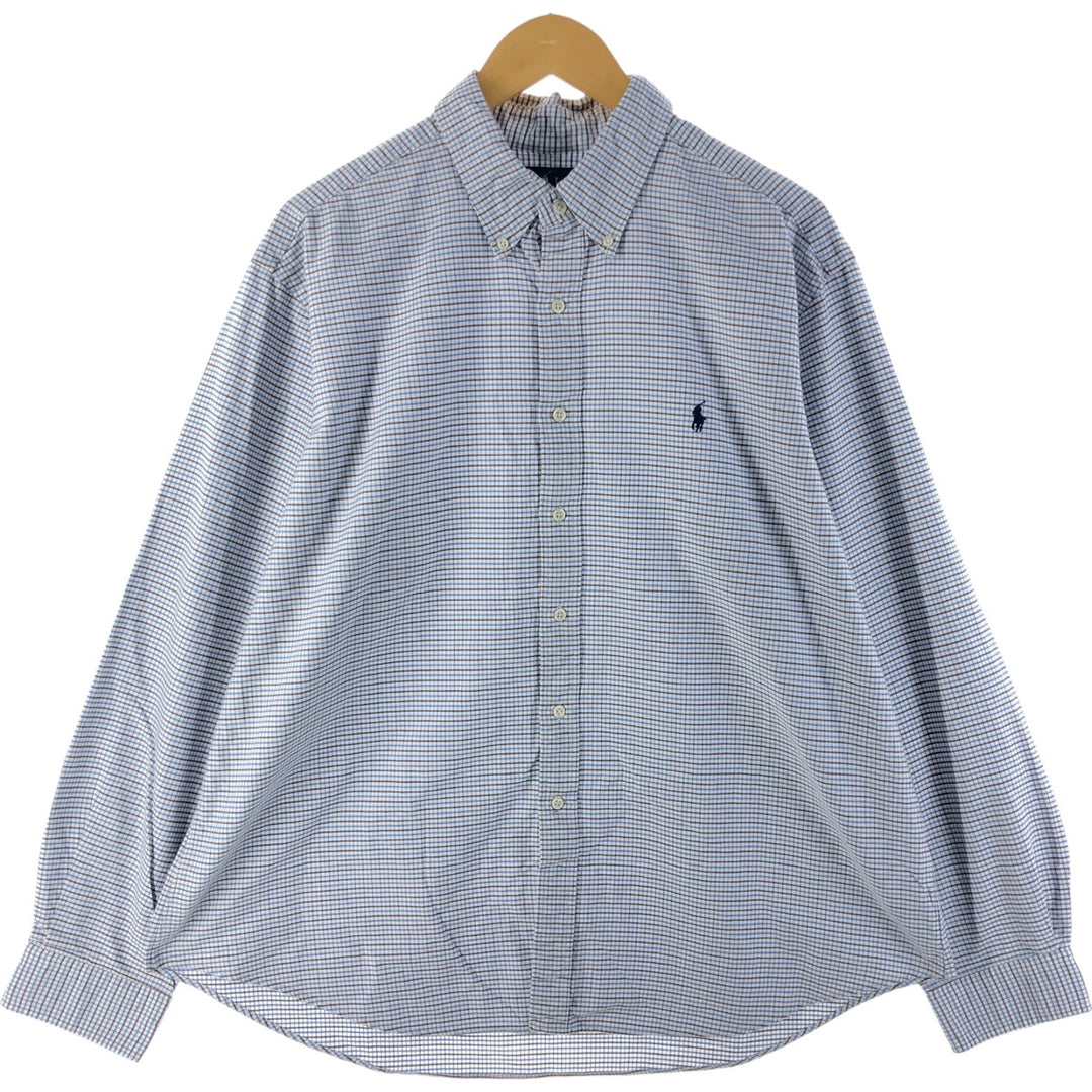 Ralph Lauren Classic Fit Long Sleeve Button Down Check Shirt Men's XXL cotton Blue type light blue Vintage Second Hand