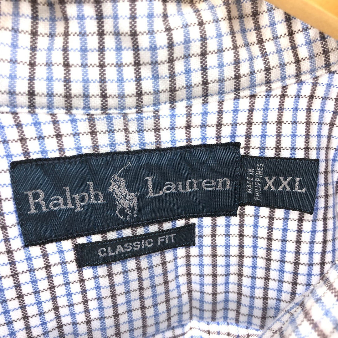 Ralph Lauren Classic Fit Long Sleeve Button Down Check Shirt Men's XXL cotton Blue type light blue Vintage Second Hand