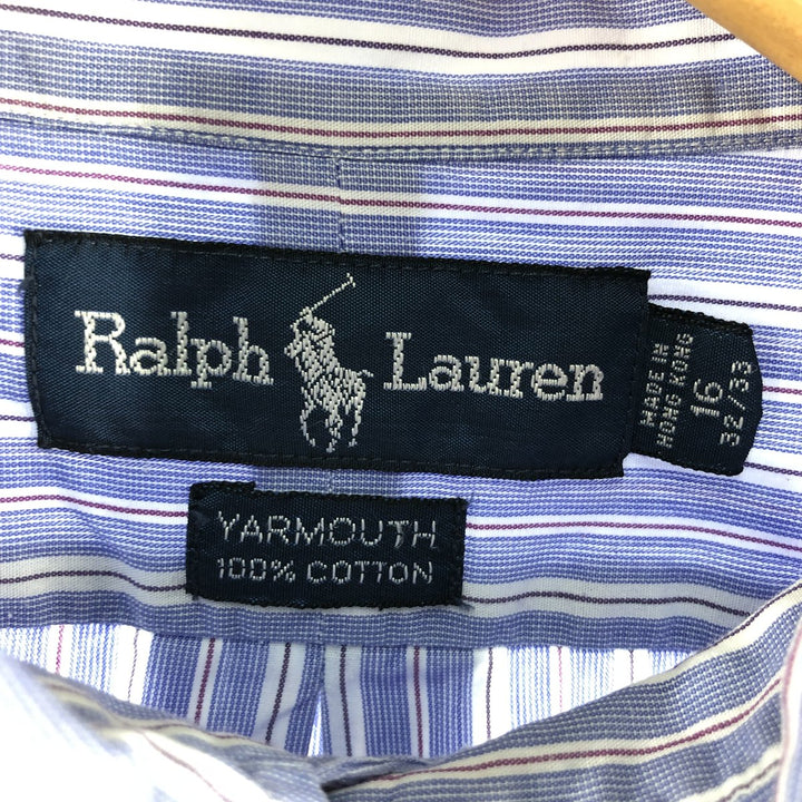 Ralph Lauren YARMOUTH Long Sleeve Button-Down Striped Shirt, Men's XL cotton Purple type blue-purple Vintage Second Hand