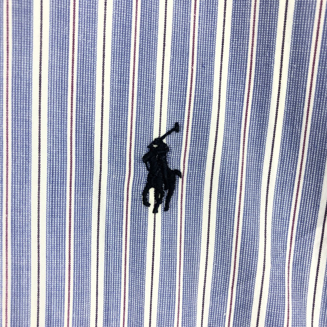 Ralph Lauren YARMOUTH Long Sleeve Button-Down Striped Shirt, Men's XL cotton Purple type blue-purple Vintage Second Hand