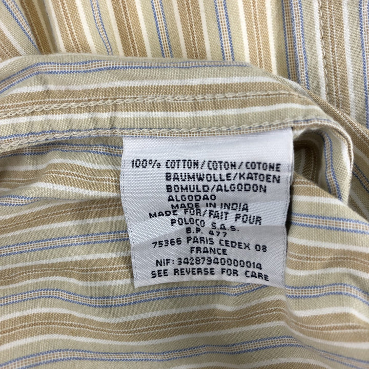 Ralph Lauren BLAKE long sleeve button-down striped shirt, men's size XL cotton beige type brown Vintage Second Hand