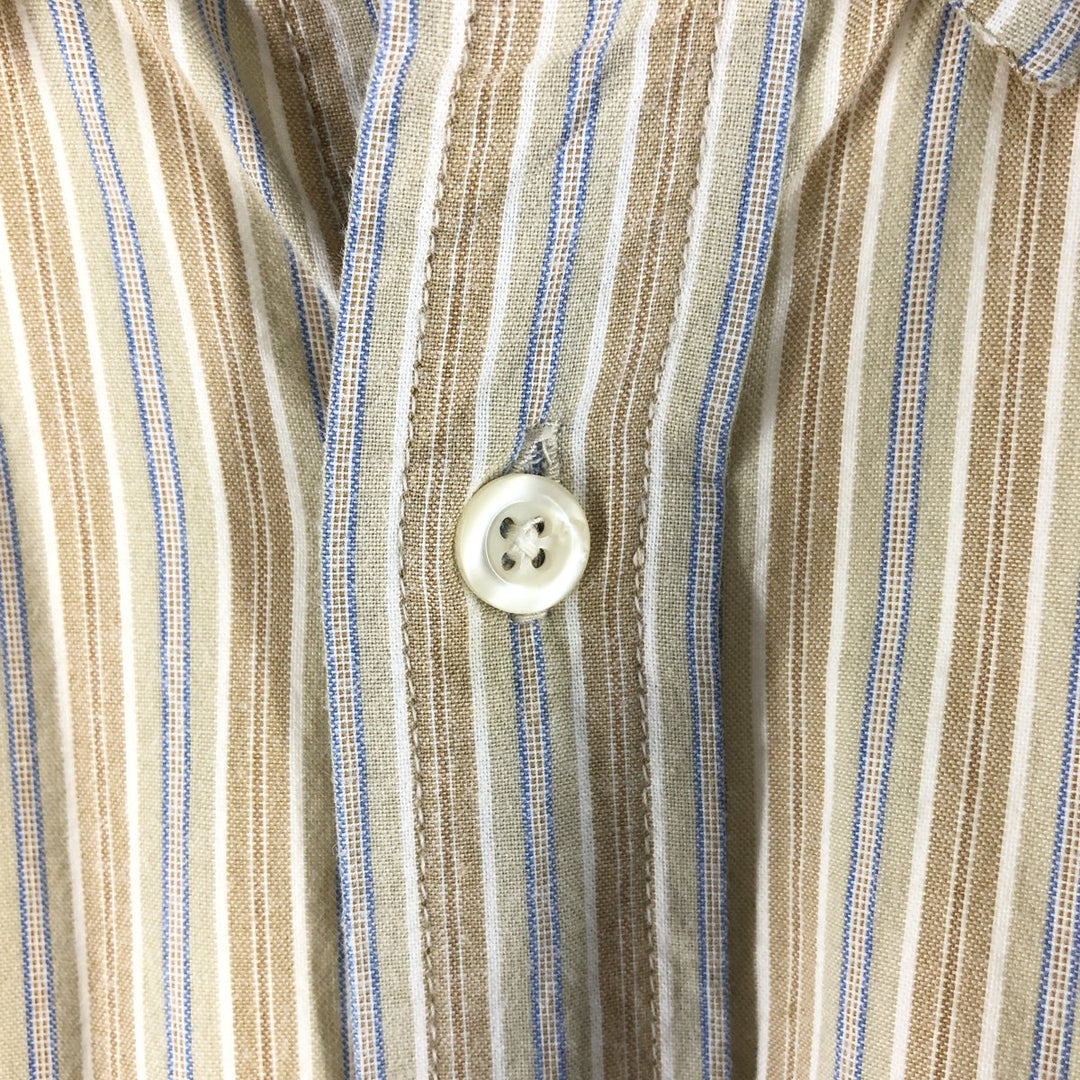 Ralph Lauren BLAKE long sleeve button-down striped shirt, men's size XL cotton beige type brown Vintage Second Hand