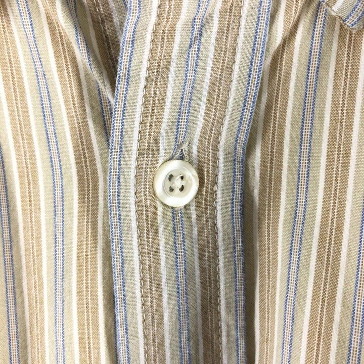 Ralph Lauren BLAKE long sleeve button-down striped shirt, men's size XL cotton beige type brown Vintage Second Hand