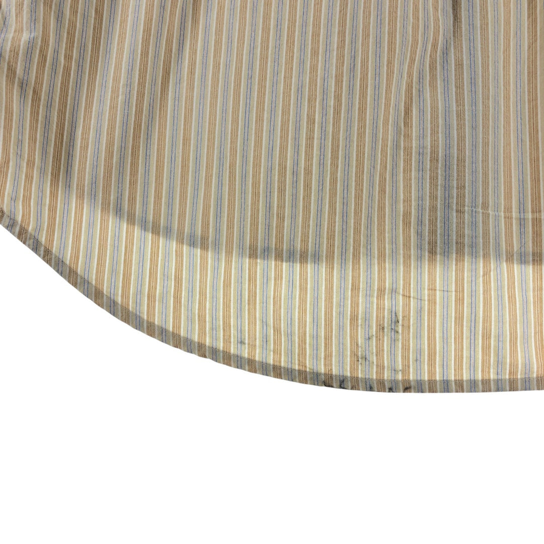 Ralph Lauren BLAKE long sleeve button-down striped shirt, men's size XL cotton beige type brown Vintage Second Hand