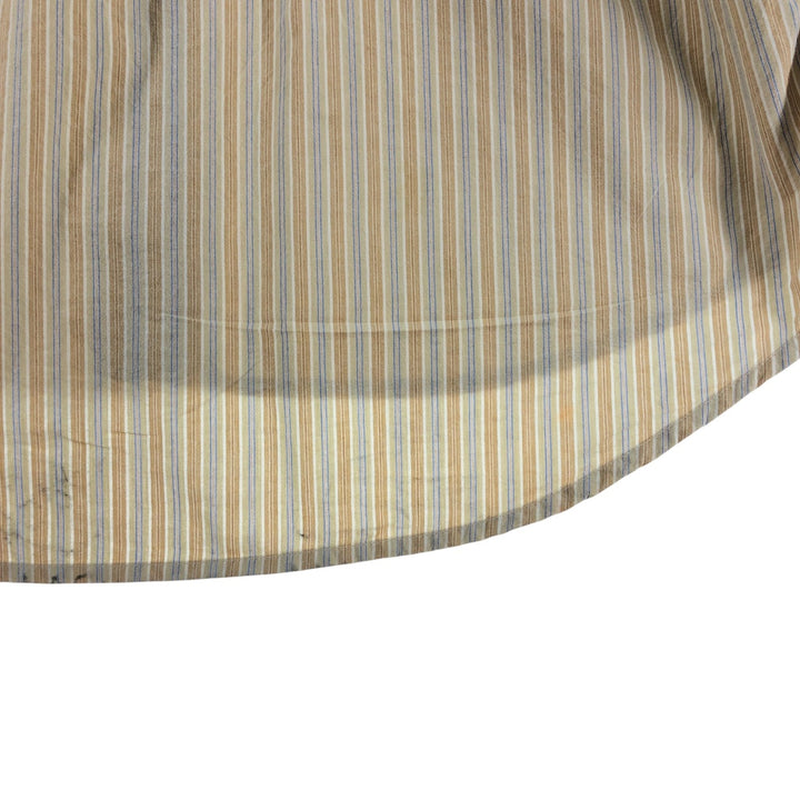 Ralph Lauren BLAKE long sleeve button-down striped shirt, men's size XL cotton beige type brown Vintage Second Hand